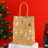 20Pcs Christmas Kraft Gift Bags, Gold Hot Stamping Bell, 15×8×21cm