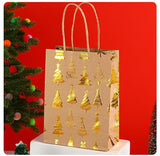 20Pcs Christmas Kraft Gift Bags, Gold Hot Stamping Christmas Tree, 15×8×21cm In Australia - Darrahopens