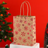 20Pcs Christmas Kraft Gift Bags, Red Gold Hot Stamping Snowflake, 15×8×21cm In Australia - Darrahopens