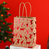 20Pcs Christmas Kraft Gift Bags, Red Gold Hot Stamping Reindeer, 15×8×21cm