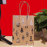 20Pcs Christmas Kraft Gift Bags, Silver Hot Stamping Bell, 15×8×21cm