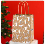 20Pcs Christmas Kraft Gift Bags, Silver Hot Stamping Reindeer, 15×8×21cm In Australia - Darrahopens