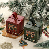 2pcs Square Christmas Apple Gift Box - Wine Red