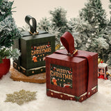2pcs Square Christmas Apple Gift Box - Wine Red