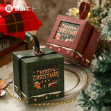 2pcs Square Christmas Apple Gift Box - Wine Red