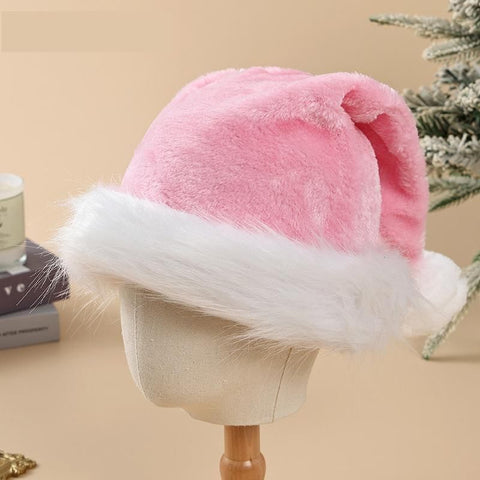 4pcs High Pile Santa Hat, Pink (Short)