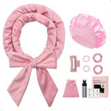 Pink No Heat Sleep Hair Curler 9Pcs Gift Set
