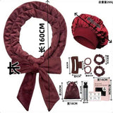 Black Satin No Heat Sleep Hair Curler 9Pcs Gift Set