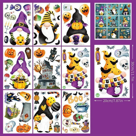 2Sets W12 Halloween Static Window Stickers (9 Sheets Per Set)