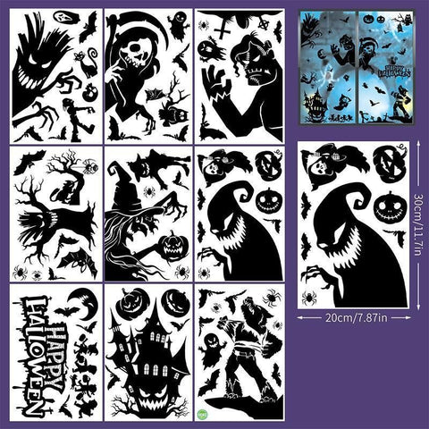 2Sets W14 Halloween Static Window Stickers (9 Sheets Per Set)