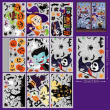 2Sets W17 Halloween Static Window Stickers (9 Sheets Per Set)