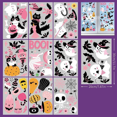 2Sets W20 Halloween Static Window Stickers (9 Sheets Per Set)