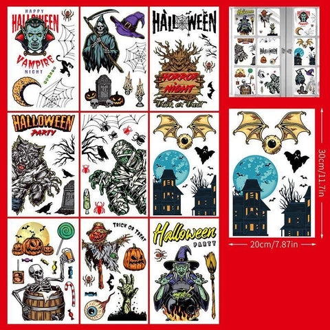 2Sets W2328 Halloween Static Window Stickers (9 Sheets Per Set)