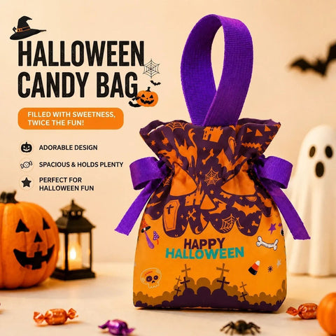 8Pcs Orange Background Skull Halloween Drawstring Bags In Australia - Darrahopens