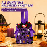 8Pcs Orange Background Skull Halloween Drawstring Bags