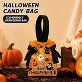 8Pcs Orange Background Ghost Candy Halloween Drawstring Bags With Pumpkin Doll