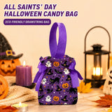 8Pcs Orange Background Pumpkin Halloween Drawstring Bags