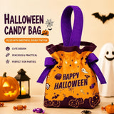 8Pcs Orange Background Ghost Spider Halloween Drawstring Bags