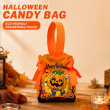 8Pcs Orange Background Ghost Spider Halloween Drawstring Bags