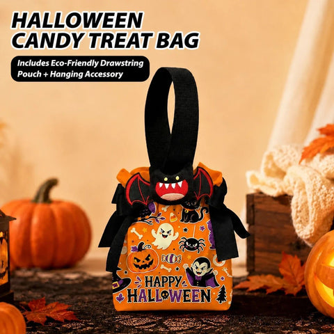 8Pcs Orange Background Ghost Spider Halloween Drawstring Bags With Bat Doll In Australia - Darrahopens