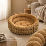 Plush Round Bed - Coffee, Size M: 50×50×15cm In Australia - Darrahopens