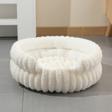 Plush Round Bed - Grey, Size S: 40×40×15cm