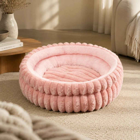 Plush Round Bed - Pink, Size S: 40×40×15cm In Australia - Darrahopens