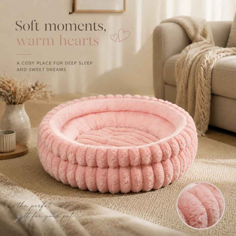 Plush Round Bed - Pink, Size M: 50×50×15cm In Australia - Darrahopens