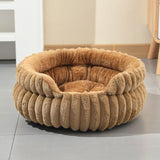 Plush Round Bed - Pink, Size M: 50×50×15cm