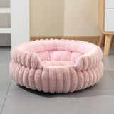 Plush Round Bed - Pink, Size L: 60×60×15cm