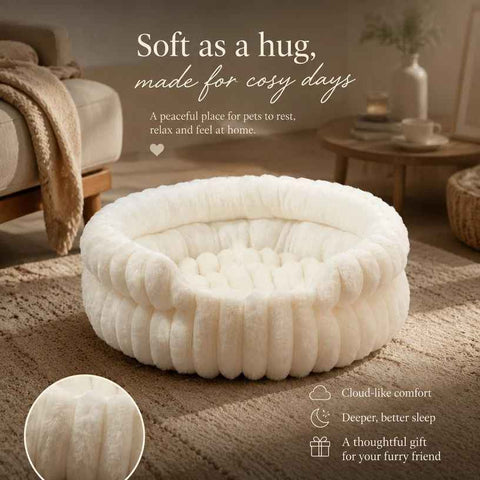 Notch Version Round Bed - Cream White, Size L: 60×60×15cm In Australia - Darrahopens