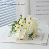 7-Branch Handheld Artificial Bouquet | Ins-Style Spring Romance, Long-Lasting Healing Little Happiness/7-prong rose hydrangea [ice white] In Australia - Darrahopens