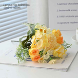 7-Branch Handheld Artificial Bouquet | Ins-Style Spring Romance, Long-Lasting Healing Little Happiness/7-prong rose hydrangea [amber yellow] In Australia - Darrahopens
