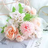 7-Branch Handheld Artificial Bouquet | Ins-Style Spring Romance, Long-Lasting Healing Little Happiness/7-prong rose hydrangea [amber yellow]