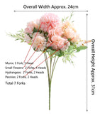 7-Branch Handheld Artificial Bouquet | Ins-Style Spring Romance, Long-Lasting Healing Little Happiness/7-prong rose hydrangea [amber yellow]