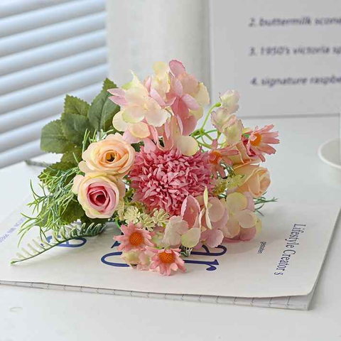 7-Branch Handheld Artificial Bouquet | Ins-Style Spring Romance, Long-Lasting Healing Little Happiness/7-prong rose hydrangea [enchanting purple] In Australia - Darrahopens