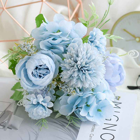 7-Branch Handheld Artificial Bouquet | Ins-Style Spring Romance, Long-Lasting Healing Little Happiness/7 fork Nami [clear sky and blue sky] In Australia - Darrahopens