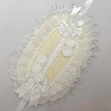 Original Handmade Straw Lolita Hat, Adorned with Handcrafted Pearl Tassels, Blending Gothic Dark with Elegant CLA Style – Large Silhouette Flatters the Head Shape, Full of Atmosphere./White pink flower