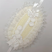 Original Handmade Straw Lolita Hat, Adorned with Handcrafted Pearl Tassels, Blending Gothic Dark with Elegant CLA Style – Large Silhouette Flatters the Head Shape, Full of Atmosphere./Black flower
