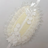 Original Handmade Straw Lolita Hat, Adorned with Handcrafted Pearl Tassels, Blending Gothic Dark with Elegant CLA Style – Large Silhouette Flatters the Head Shape, Full of Atmosphere./Black flower