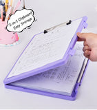 A4 File Box Clip Board 2-in-1, Large Capacity Storage, Strong Metal Clip, Corner Protection Design, Writing Pad, Essential for Organizing Documents/GREEN