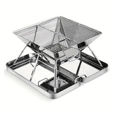 304 Stainless Steel Portable Folding BBQ Grill with Storage Tray for Outdoor Camping Picnics Beach and Backyard