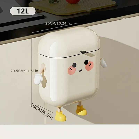 Wall Mount Kitchen Bin No Drill Adhesive Cabinet Door 12L  Space Save