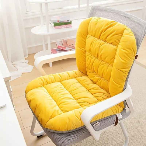 Winter Thick Fleece Seat & Back Cushion Set - 90cm Sofa Office Chair Warmer (YELLOW)