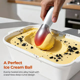 Rechargeable Smart Heated Ice Cream Scoop, 3 Temperature Settings for Quick Scooping, Zinc Alloy Head with Silicone Handle, Type-C Charging, Essential Home Dessert Tool./WHITE