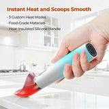 Rechargeable Smart Heated Ice Cream Scoop, 3 Temperature Settings for Quick Scooping, Zinc Alloy Head with Silicone Handle, Type-C Charging, Essential Home Dessert Tool./PINK