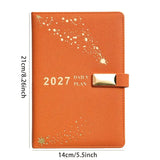 2027 Hardcover Daily Planner: Textured Faux Leather Cover, Smooth Eye-Friendly Thick Paper, Gift Box Set for Work or Gifting.（ORANGE)