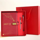 2027 Hardcover Daily Planner: Textured Faux Leather Cover, Smooth Eye-Friendly Thick Paper, Gift Box Set for Work or Gifting.（ORANGE)