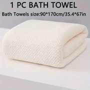Modern Pineapple Grid Design Ultra-Soft Coral Fleece Bath Towel｜90x170cm Extra Thick Strong Absorption, Suitable for Bathroom, Gym, Hotel, and Home Use.(white)