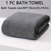 Modern Pineapple Grid Design Ultra-Soft Coral Fleece Bath Towel｜90x170cm Extra Thick Strong Absorption, Suitable for Bathroom, Gym, Hotel, and Home Use.(Dark grey)